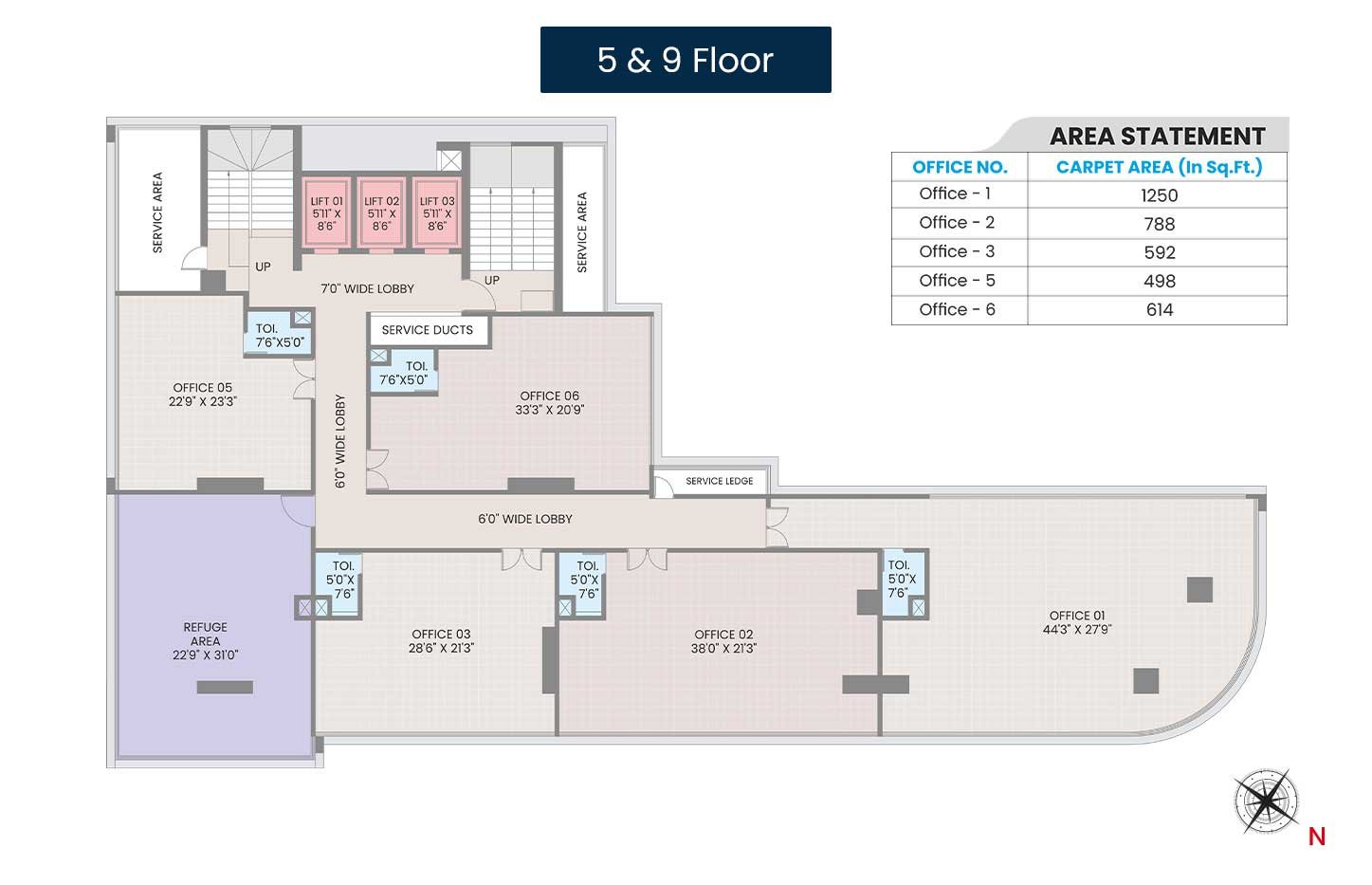 5th & 9th Floor Plan